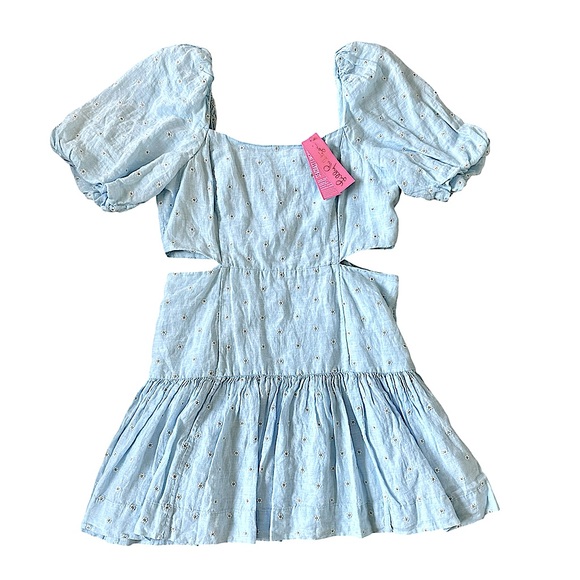 Lilly Pulitzer Dresses & Skirts - LILLY PULITZER “You Drive Me Daisy” blue Kylanne embroidered linen dress 14 NWT!
